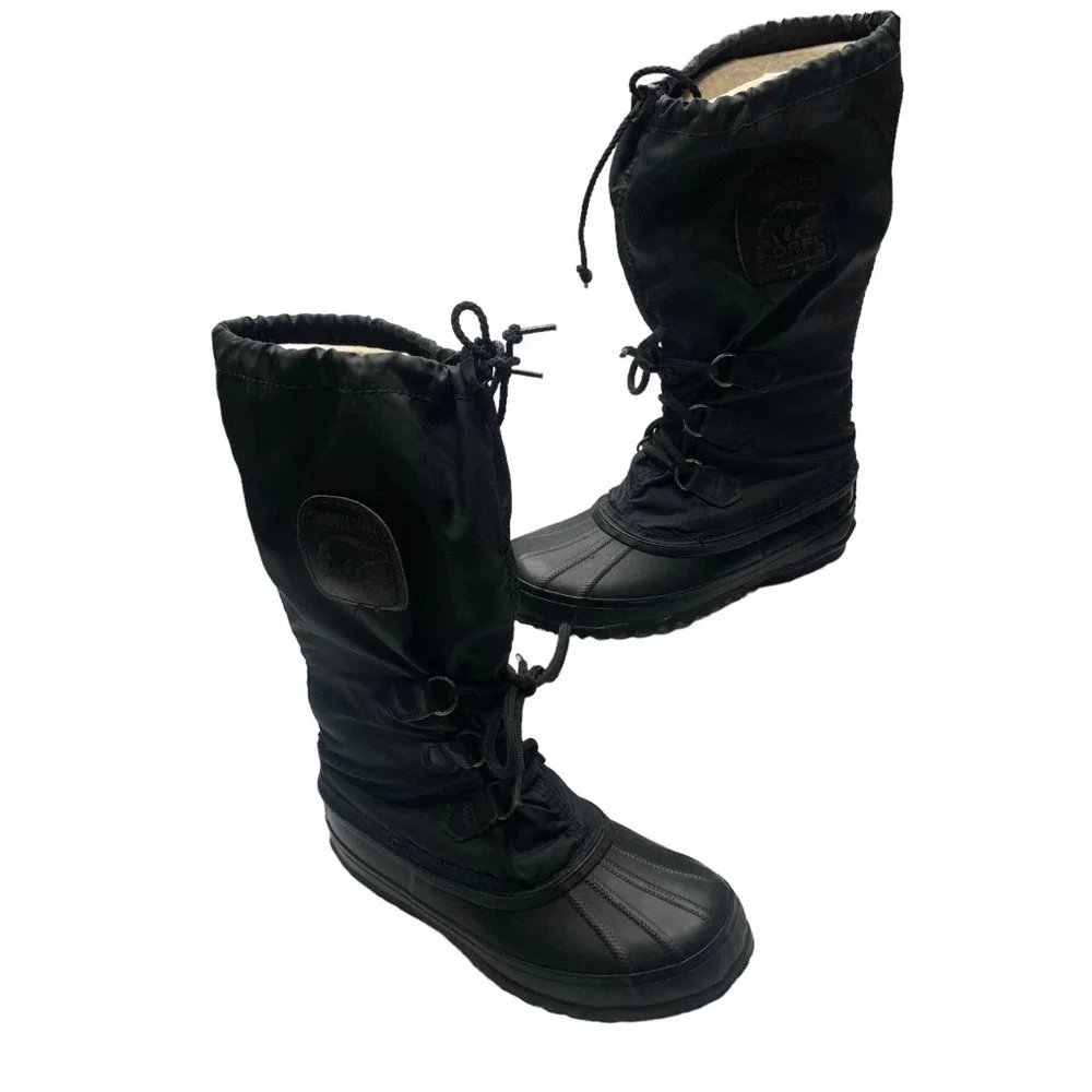 Vintage SOREL Snowlion‎ Black Insulated Waterproof Snow Boots